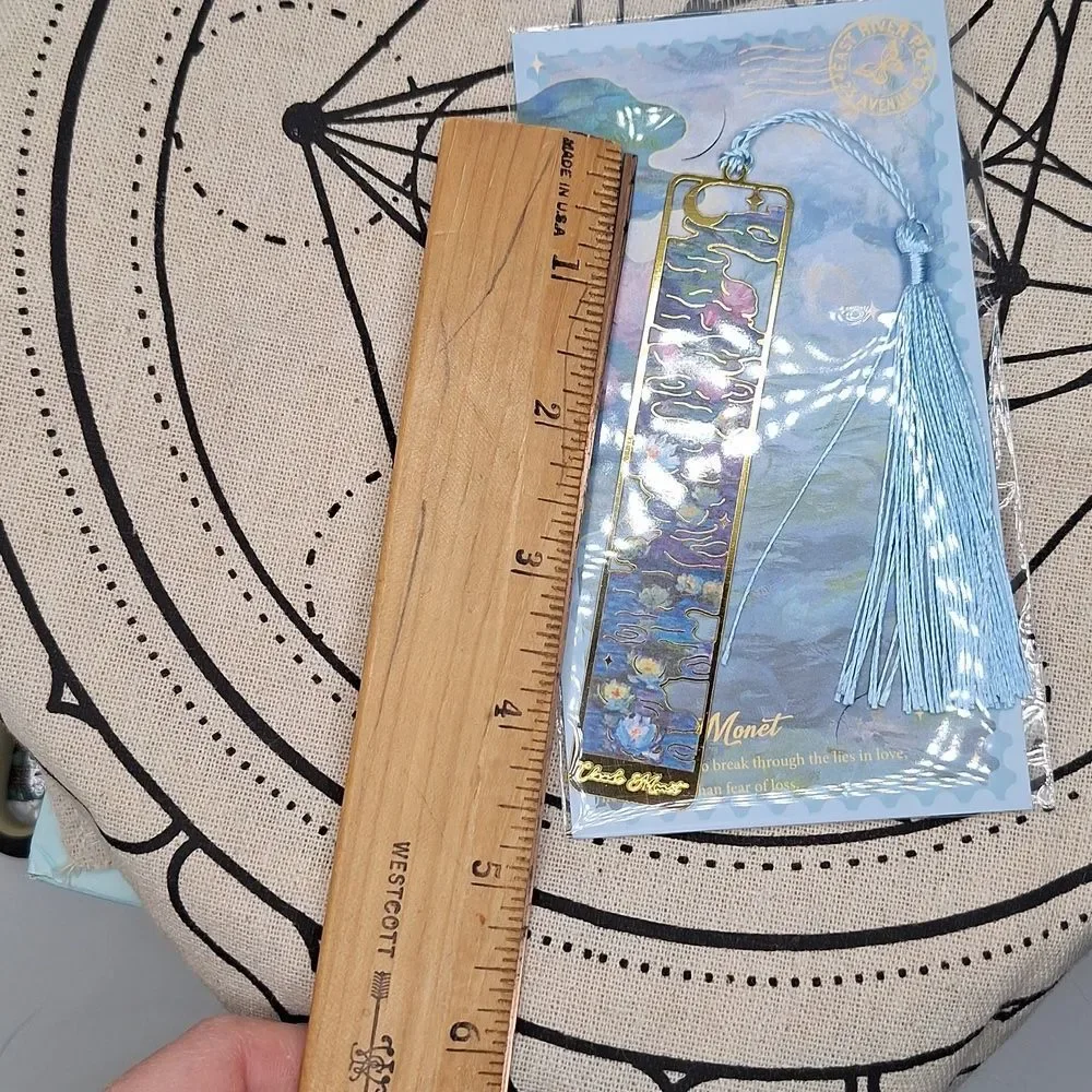 Monet Artistic Bookmark with Light Blue Tassel